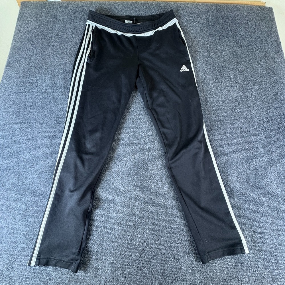 Adidas Climacool Track Pants Women 30x28.5 Black White Striped Logo Straight Leg